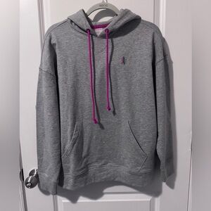 NWT TEREZ NY Forever Heathered Gray Hoodie with Pink Drawstrings Size Small